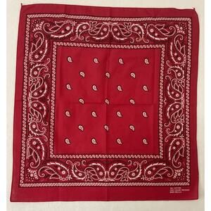 Vintage Red Paisley Bandana 100% Cotton Western Cowboy Handkerchief USA Made